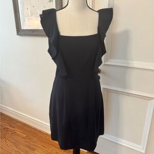 Navy Socialite cocktail dress with ruffle cap sleeves